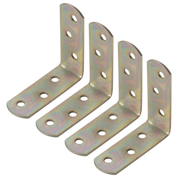 sourcing map 4pcs Angle Bracket Metal 60x60mm Corner Fastener L Shaped Right Angle Bracket Corner Protector Shelf Support for Furniture