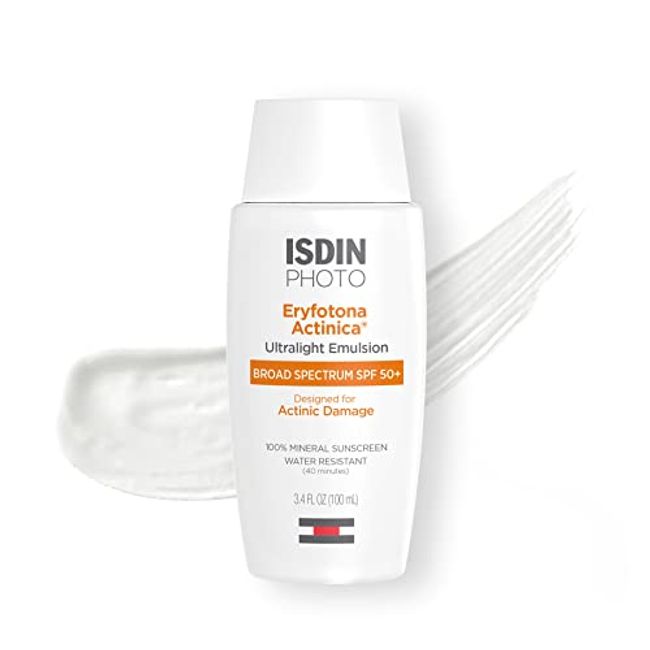 ISDIN Eryfotona Actinica Zinc Oxide and 100% Mineral Sunscreen Broad Spectrum SPF 50+, No White Cast, Suitable for Sensitive Skin, 3.4 Fl Oz