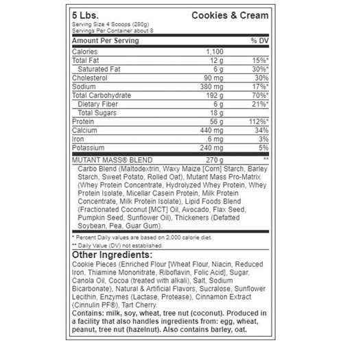 Mutant the Original Muscle Mass Gainer Cookies &amp; Cream