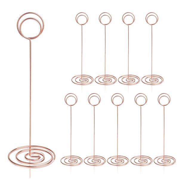 HomWanna Table Number Holders 10Pcs - 8.75 inch Place Card Holder Tall Table Number Stands for Wedding Party Graduation Reception Restaurant Home Centerpiece Decorations Office Memo (Rose Gold)