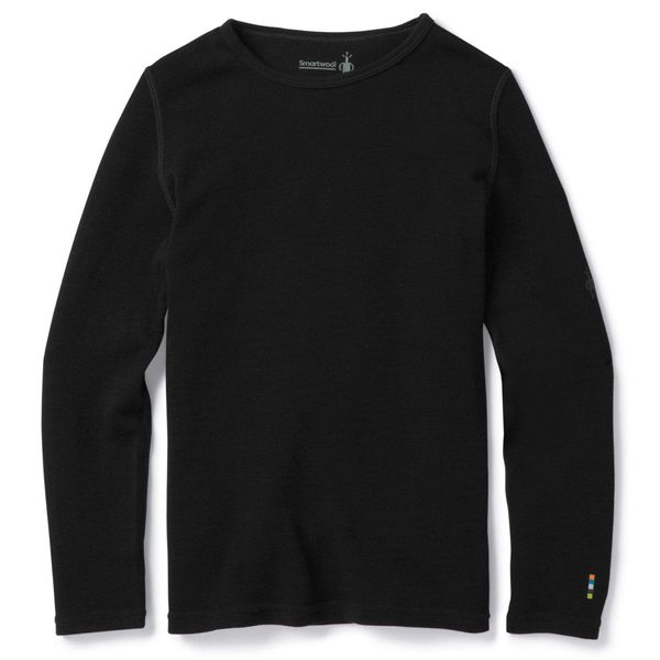 Smartwool Kids’ Baselayer Crew - Merino 250 Wool Boys Crewneck Performance Shirt Black Large