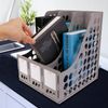 Eagle Magazine File Book Holder, Desktop Document Divider Organizer, 3-Compartment, Plastic (Grey)