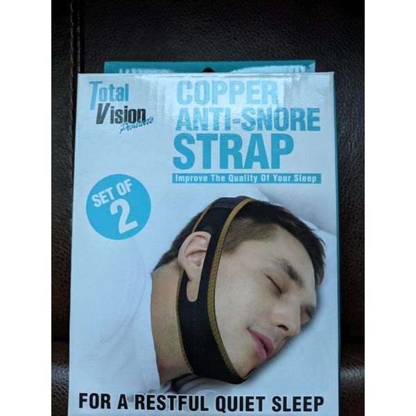 Set of 2 TOTAL VISION Copper Anti-Snore Straps Adjustable NEW in Box