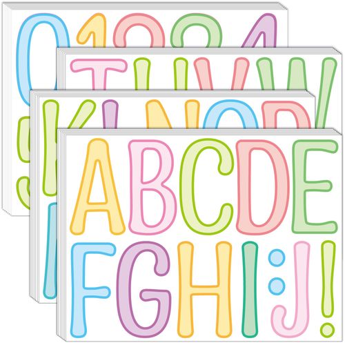 24 Sheets Large Letter Stickers 4 Inch 306 PCS Alphabet Number Letter Stickers Vinyl Self Adhesive Stickers Letters for Poster Bulletin Boards Door Mailbox Crafts Classroom Home Decor (Colorful)