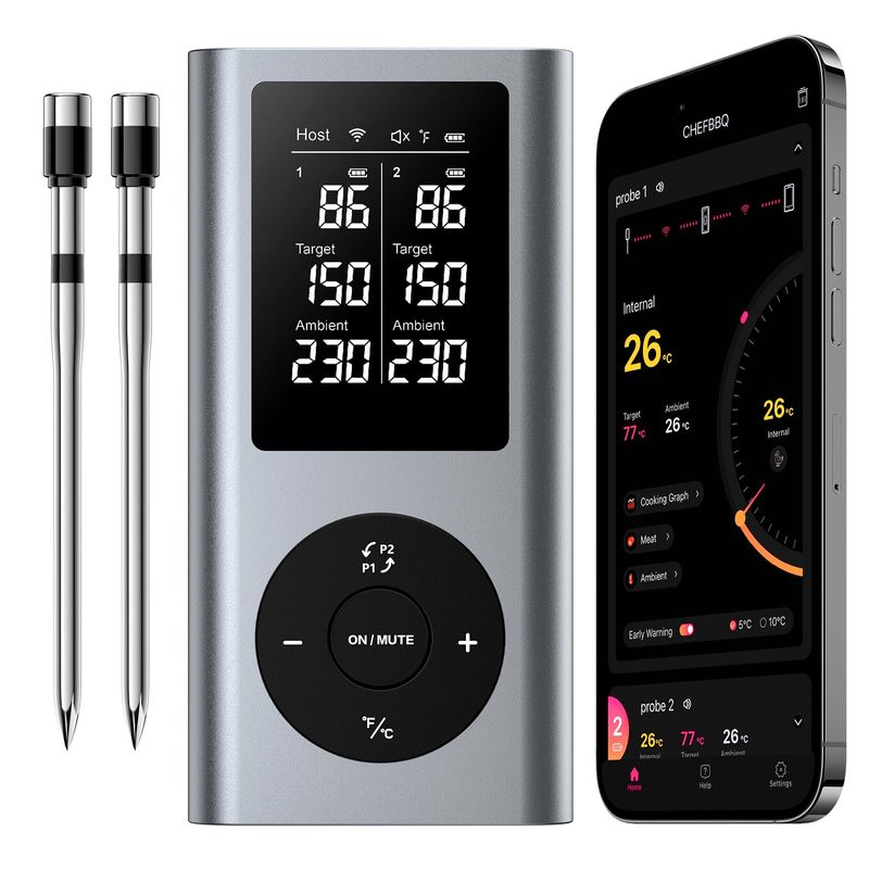 Termometro Per Carne Wireless Bluetooth Paneceia - Portata 800ft / 240mt