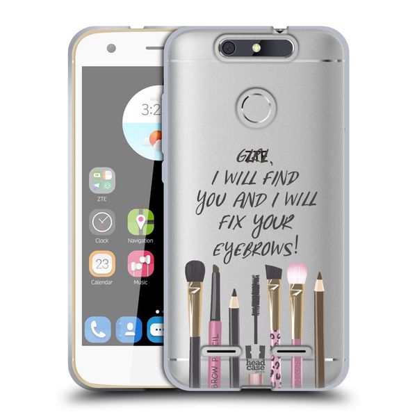 Head Case Designs Eyebrow Quote Makeup Obsession Soft Gel Case Compatible With ZTE Blade V8 Lite