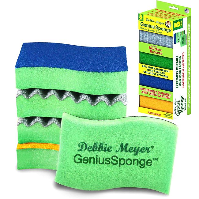 Debbie Meyer GeniusSponge Value Pack Includes 5 Sponges ; 3 Scrubbers & 2 Scourers