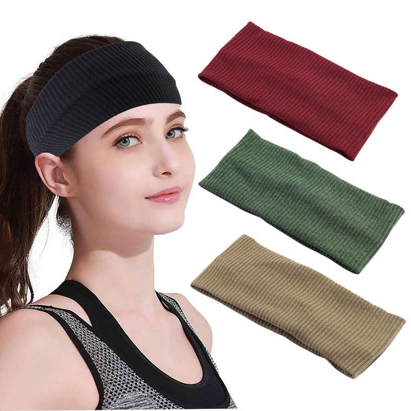 scicent Hair Elastic Bands 3 Pack 8.5cm Wide Headbands Plain Stretchy Head scarfs Unisex Bandeau Hairbands Soft Yoga Bandana for Women - 4418