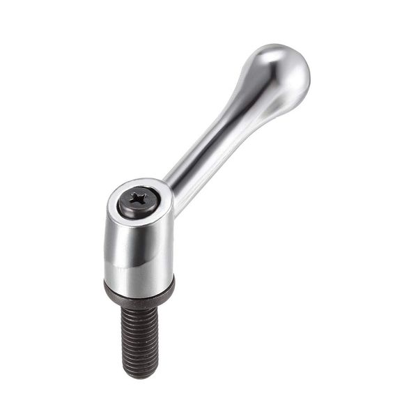 sourcing map M10 x 25mm Handle Adjustable Clamping Lever Thread Push Button Ratchet Male Threaded Stud Knobs Locking Rotating Screw Handles Quick Release Bolt Silver Tone