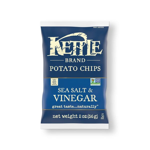 Kettle Brand Potato Chips, Salt & Vinegar Kettle Chips, Snack Bag, 2 Oz (Pack of 6)