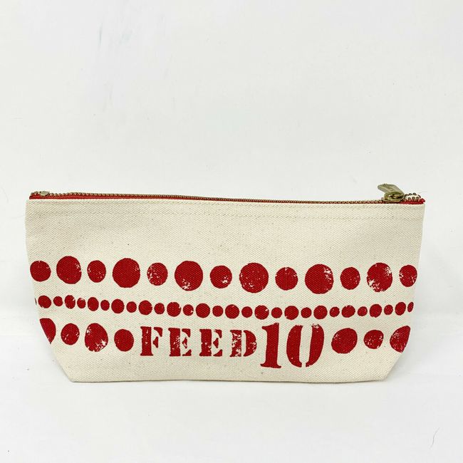 Clarins Feed 10 canvas cosmetic makeup dot bag