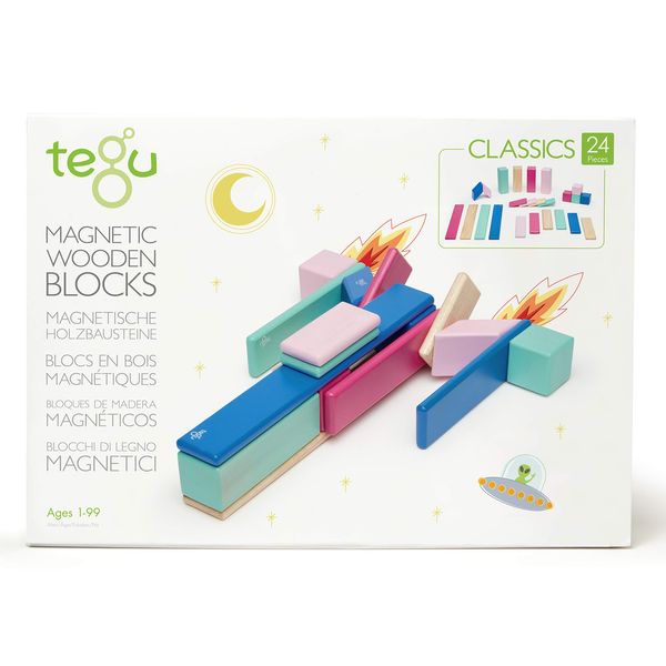 24 Piece Tegu Magnetic Wooden Block Set, Blossom, 1-99 years old