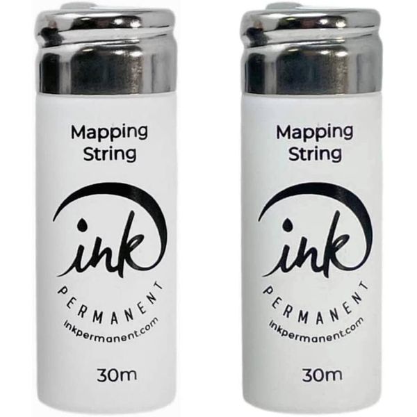 White Premium Pre-Inked Mapping String [2 X 100 Ft Bottles] Eyebrow for Permanen