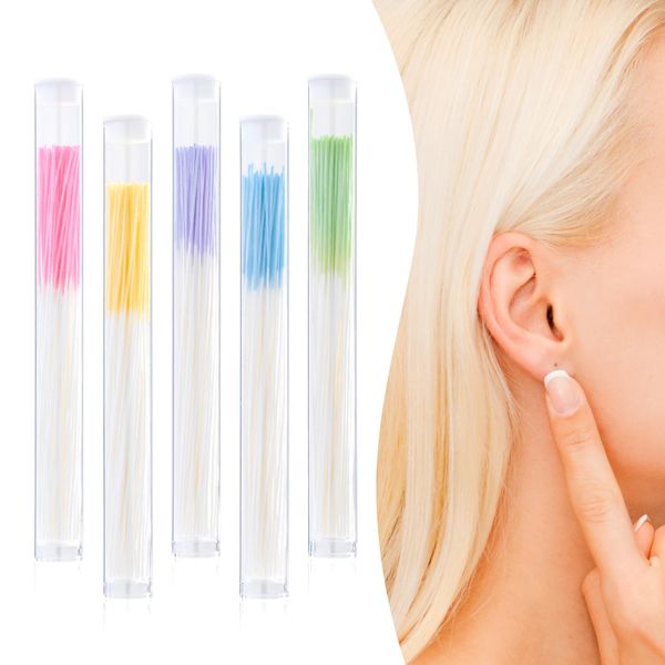 Disposable Earrings Hole Cleaner Floss Ear Piercing Cleaner Piercing Aftercare Piercing Cleaning Line for Girls Women Men Earrings Hole Care Odor Removal (300 Pieces, Multicolour)