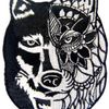 Sunflower Tribal Wolf Embroidered Badge Iron on or Sew on Patch