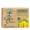 Le Petit Olivier – Savonnettes Extra 100% Huiles végétales Les Douces à la Verbena et au Citron 2 Savonnettes de 100g