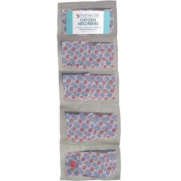 PackFreshUSA: 300cc Oxygen Absorber Compartment Packs - Food Grade - Non-Toxic - Food Preservation - Long-Term Food Storage Guide Included (50 Count (5 Packs of 10))