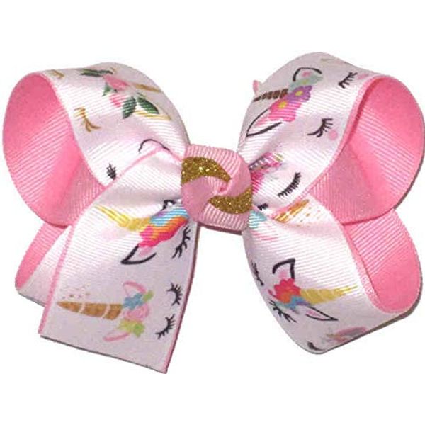 OV-2605M Medium Unicorn Print Double Layer Bow
