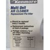 Kenmore 42 83120 Multi Unit Air Cleaner Replacement Pre-Filters Black
