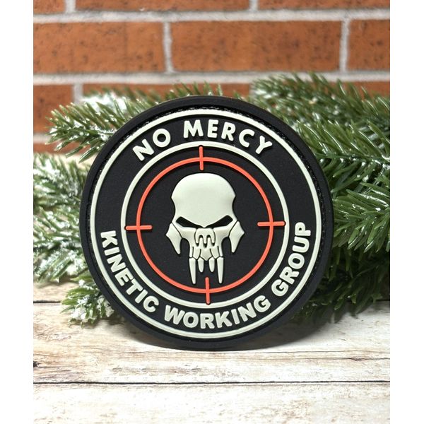 PVC Tactical Morale Gun Patch -  No Mercy Kinetic Working Group Skull Patch