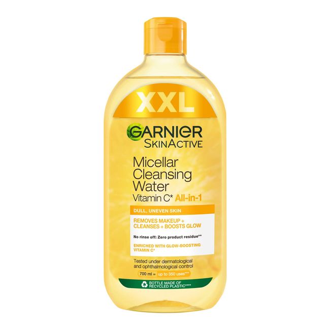 Garnier Sanftes Mizellen Gesichtswasser, Schonendes Reinigungswasser zum Entfernen von Make-Up, Für einen strahlenden und wachen Teint, Mit Vitamin C, SkinActive All-in-1, 1 x 700 ml