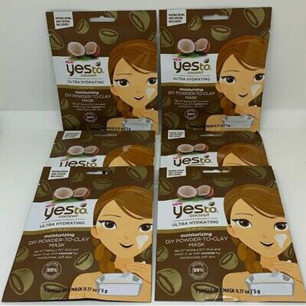 New Lot of 6 Yesto Coconut Ultra Hydrating Moisturizing Powder-To-Clay Mask