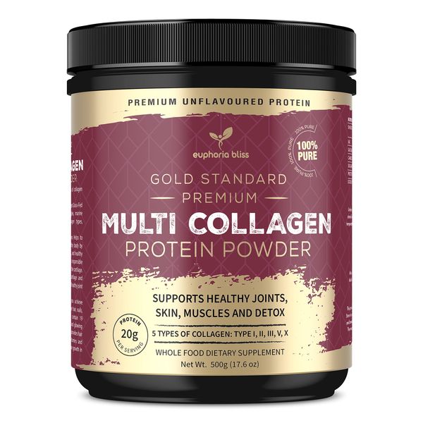 Multi Collagen Protein Powder 500G | Unflavoured | Types I, II, III, V & X, Hydrolyzed Grass Fed Bovine | Wild Caught Fish | Free-Range Chicken & Eggshell Collagen | Halal