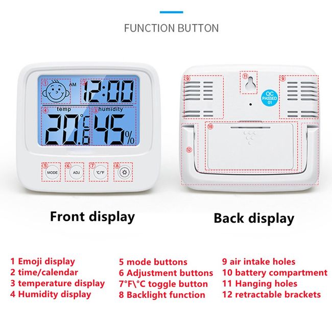 Electronic Digital Temperature Humidity Meter LCD Indoor Baby Room