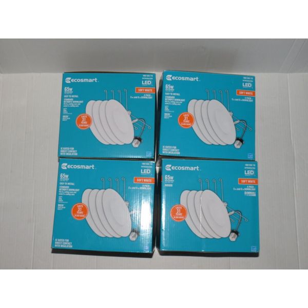 16PK Ecosmart 5 in. and 6 in. White LED Recessed Light Trim Soft White New