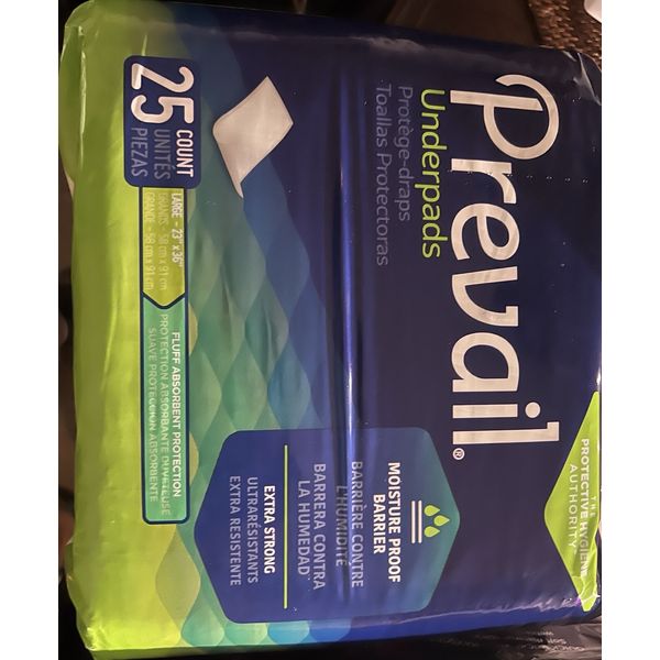 Prevail Disposable Underpads (23X36") 25 pads Large Extra Strong Fluff Absorbent
