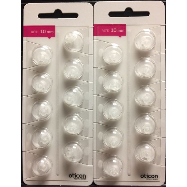 2 Packs Oticon 10mm Rite Open Domes. 10 Domes/pack, 20 Domes Total.