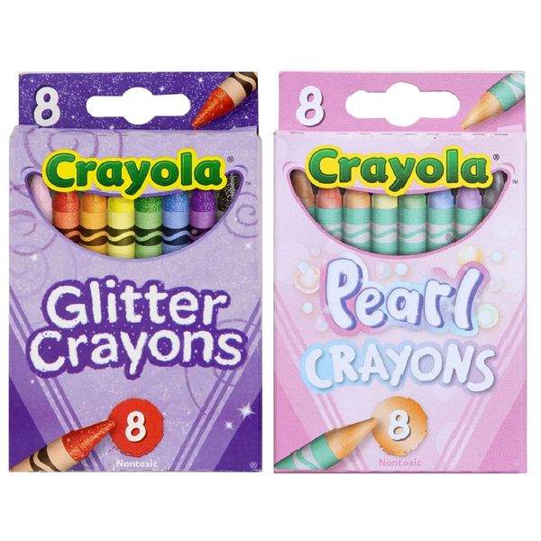 Glitter and Pearl Crayons, 8 count each