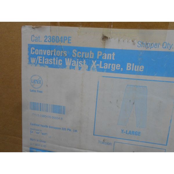 Cardinal Health Convertors Scrub Pant Elastic Waist 23604PE Blue X-Large 60/CS