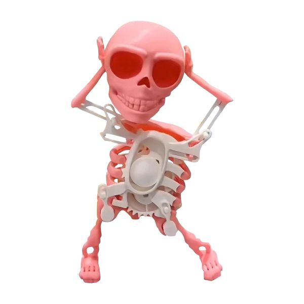 LIZIXUAN Dancing Skeleton Toy 3D Clockwork Skeleton Desktop Decoration Mini Skeleton Statue Skeleton Toy Stress Relief Toy Fun Toy (Pink)