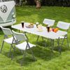 Folding Table 6 Ft Foldable Table, Portable with Lock & Carrying Handle White