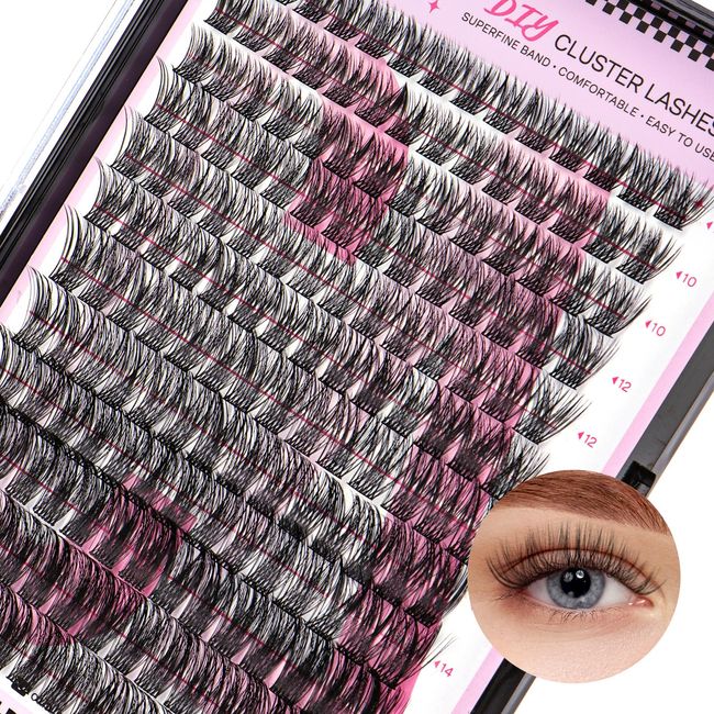 Wimpern Einzeln CALAILIS 168 Pcs DIY Cluster Wimpern D Curl Individuelle Wimpern Extensions Wimpernverlängerung Volume Wimpernbüschel Wimpern zu Hause (03,10-16MIX)