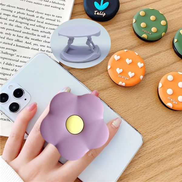 Cute Purple Flower Phone Grip -Kawaii Phone Grip Compatible with Kindle Paperwhite & iPad iPhone, Floral Phone Holder Stand for Women, Phone Charm, Phone Accessories