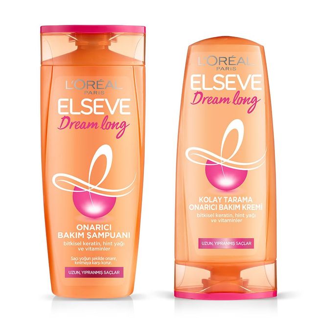 L’Oréal Paris Elseve Dream Long Kolay Tarama Saç Bakım Kremi 360ml & Elseve Dream Long Onarıcı Bakım Şampuanı 360ml Saç Bakım Seti