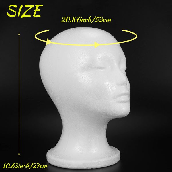 Smallterm Wig Stand Wig Head Mannequin Head Female Foam Mannequin Head Stand for Wigs Hat Display(Female)