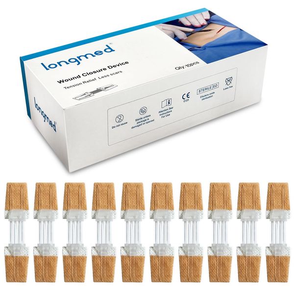 Emergency Wound Closure Device 10 Pcs Zip Stitch Wound Closure Strips Laceration Kit Sutures Bandaids for Wounds Repair Without Sew Quick Clot First Aid Wound Care for Outdoor Hiking