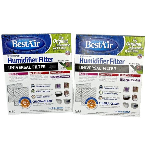 2 BestAir ALL-1 Replacement Humidifier Filter Universal Holmes Duracraft NEW