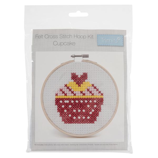 Trimits Cross Stitch Kit with Hoop: Cupcake, Assorted, One Size