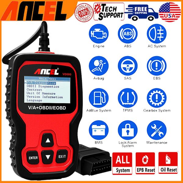 ANCEL VD500 OBD2 Scanner ABS SRS EPB Diagnostic Tool Code Reader All System Scan