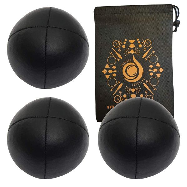 3 x Pro 115g Cascade Classic Juggling Balls - Thud Juggling Balls & Bag - Set of 3 Juggling Balls (Black)