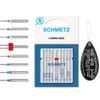 Combi-Box Combination Pack of 9 Universal, Twin, Stretch & Jeans/Denim Sewing Machine Needles, Includes Large Needle Threader