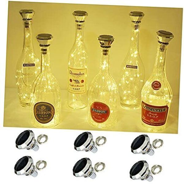 Solar Wine Bottle Lights, 6 Pack Solar Diamond Cork Lights(Bottle Warm White