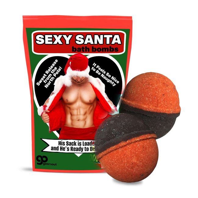 Sexy Santa Bath Bombs - Red Bath Bombs for Women - Adult Christmas Gag Gifts - Funny Stocking Stuffer Gifts Women - White Elephant, Secret Santa Black Cherry Scent