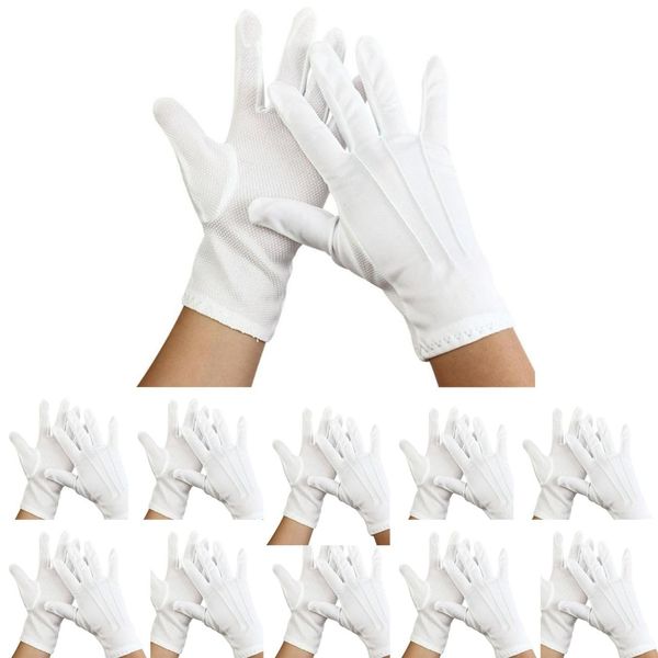 RERACO White Gloves, Non-slip, Formal Gloves, White, Backless Gloves, Cotton, Plain, Thin, Sweat Absorbent, For Hotelman, Bus, Driver, Election, 10 pairs of white gloves