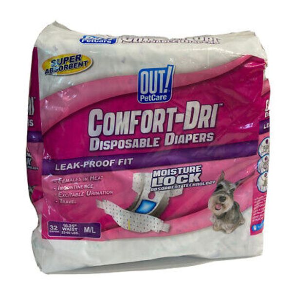 M/L OUT! PetCare Comfort-DRI Disposable Diapers/Pet Diapers/Dog Diapers New