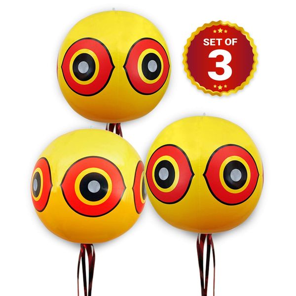 De-Bird Balloon Bird Repellent,3-Pk Fast and Effective Solution to Pest Problems, Scare Eyes Balloon to Scare Birds Away from Pool and Garden Crops